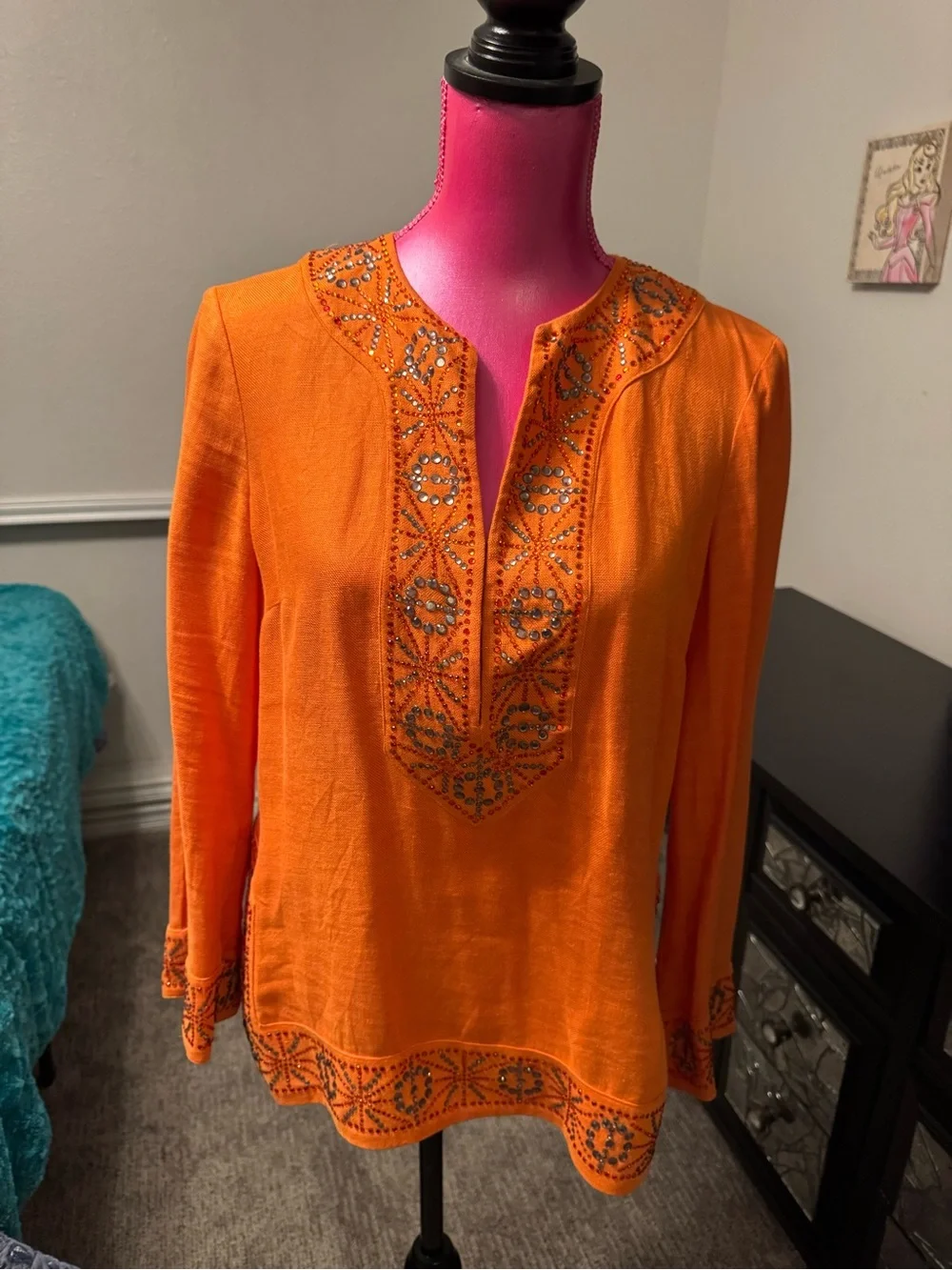 Tory Burch Orange Embellished Women’s Top